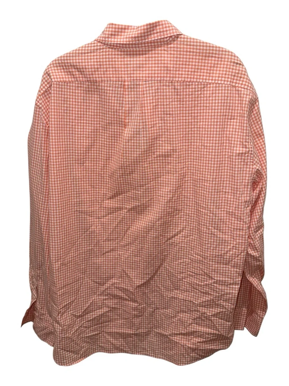 J Crew Orange White Gingham Slim Fit Button Down Shirt XL Preppy